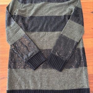 Alice + Olivia Black and Gray Striped Sweater
